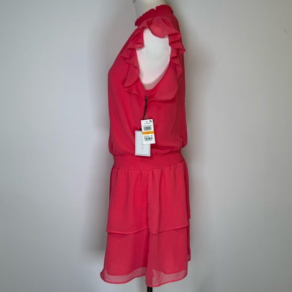 NWT 1.State Flutter Sleeve Mini Dress Coral Smocked Neck & Waist Women’s Small - Picture 4 of 10